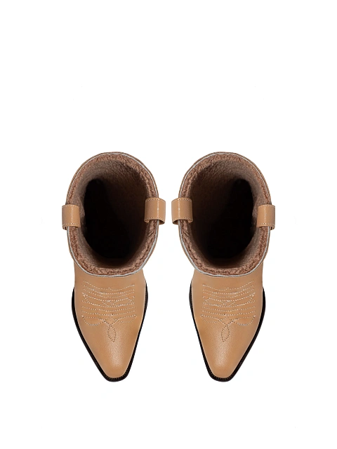 Бежевые высокие казаки из овчины, 4