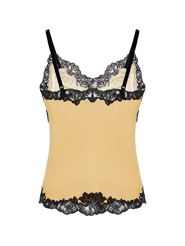 Желтый топ из бархата с кружевом, 2