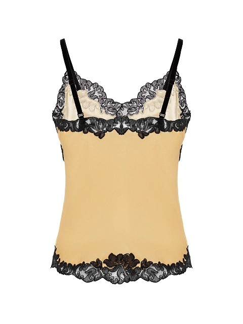 Желтый топ из бархата с кружевом, 2