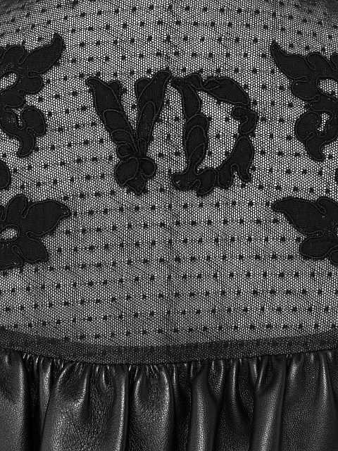 Черное платье-мини из кожи и кружева, 4 Черное платье-мини из кожи и кружева, 4