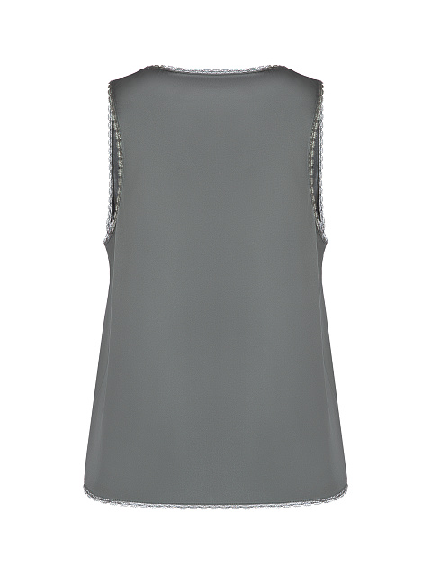 Серый топ из шелка с кружевом, 2