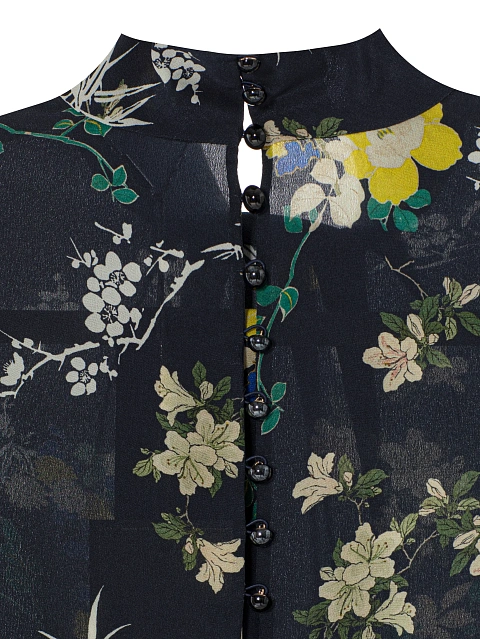 Темно-синее платье-миди с цветочным принтом, 4 Темно-синее платье-миди с цветочным принтом, 4