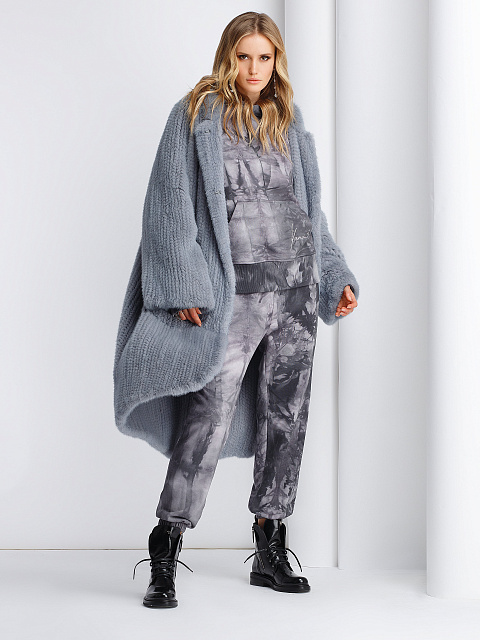 Серо-голубая вязаная шуба из норкового меха, 4 Серо-голубая вязаная шуба из норкового меха, 4