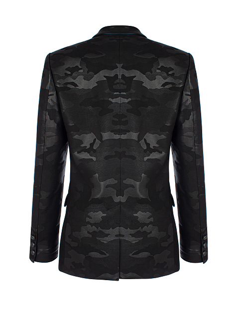 Черный жакет из кожи с камуфляжным принтом, 2