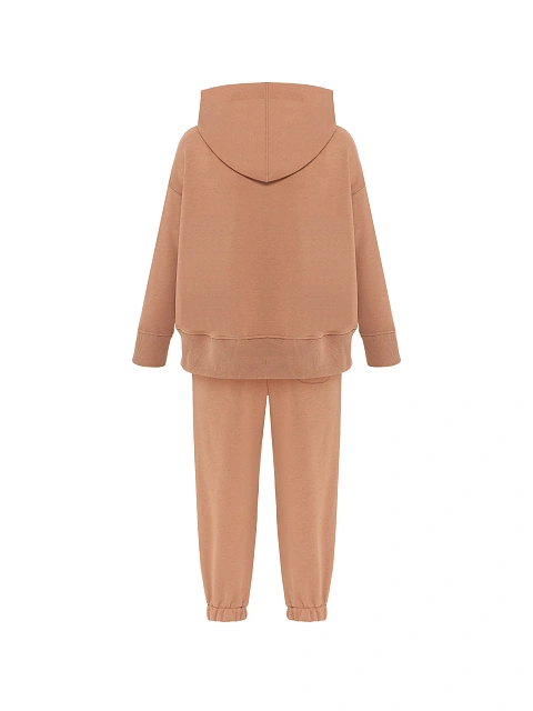 Коричневый детский трикотажный костюм с вышивкой, 2