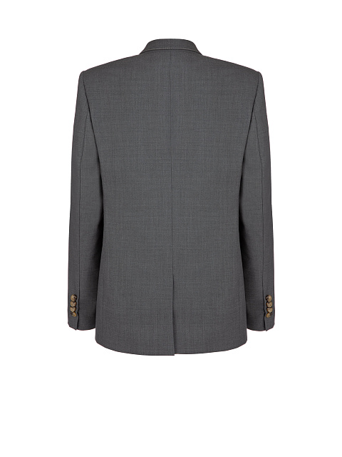 Серый однобортный жакет из шерсти, 2
