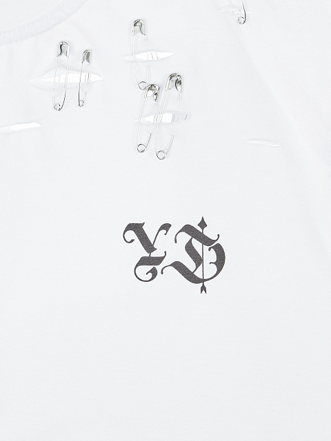 Белая хлопковая футболка с фигурным низом, 3