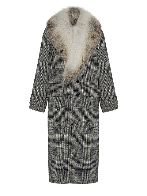 Пальто из шерсти с меховым воротником, 1