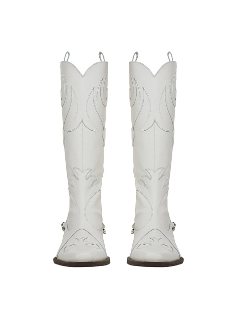 Белые кожаные казаки с цепочкой, 2