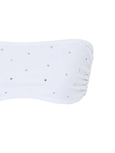 Белый раздельный купальник со стразами, 5