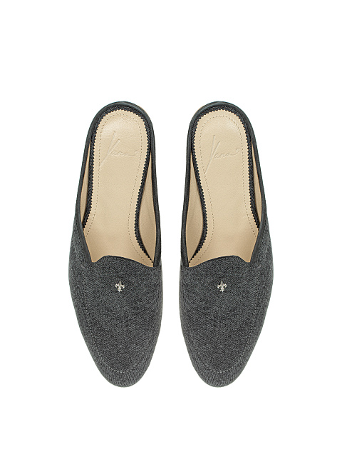 Серые мюли из денима с лилией, 4 Серые мюли из денима с лилией, 4