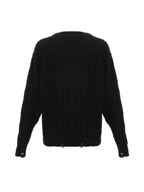 Черный хлопковый свитер с косами, 2
