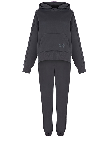 Темно-серый трикотажный костюм с вышивкой в виде крестов, 1