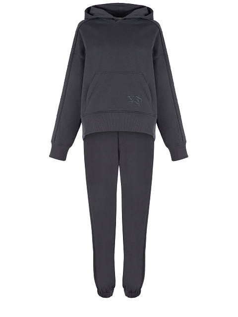 Темно-серый трикотажный костюм с вышивкой в виде крестов, 1 Темно-серый трикотажный костюм с вышивкой в виде крестов, 1