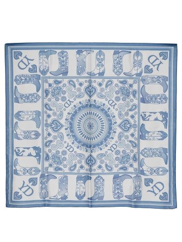 Синий шелковый платок с принтом в стиле вестерн, 1