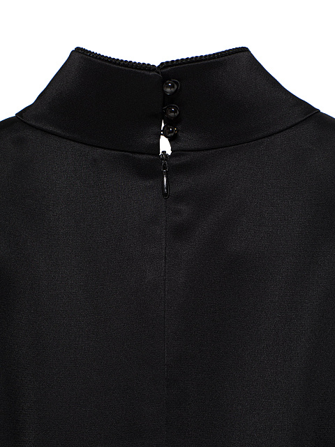 Черное платье-макси из шелка с кружевом, 4