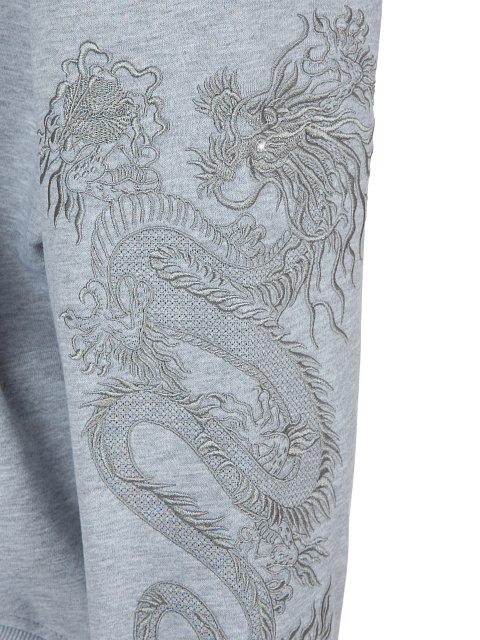 Серый трикотажный костюм с вышивкой в тон, 6