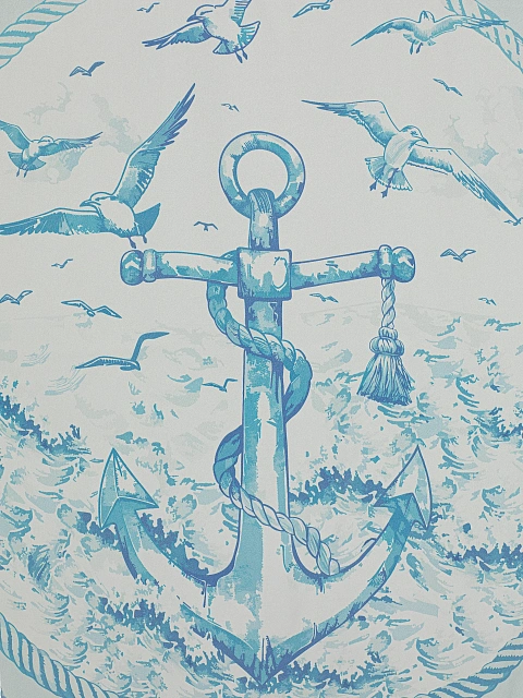 Бело-голубой шелковый платок с якорем, 2 Бело-голубой шелковый платок с якорем, 2