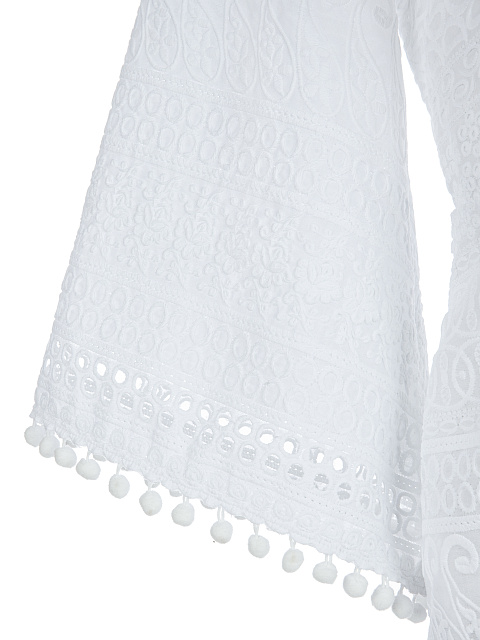 Белое кружевное платье-мини на запах, 4