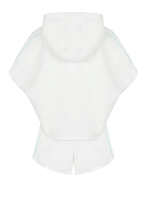 Белый трикотажный костюм с необработанными краями и мятной вышивкой, 2