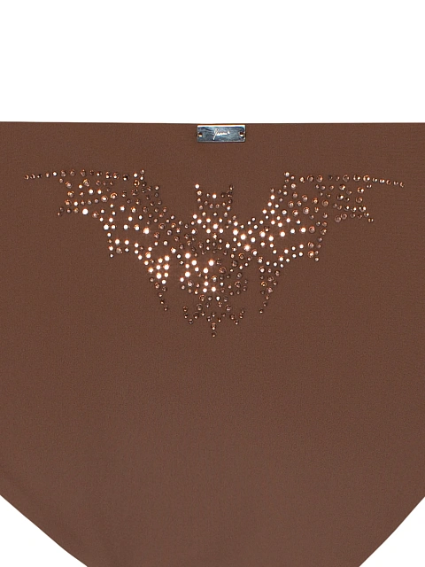 Коричневый раздельный купальник со стразами, 4