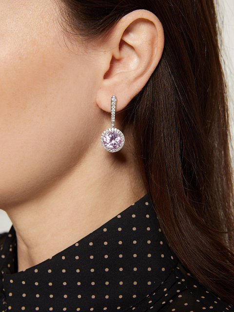 Серьги из белого золота с круглыми кунцитами и бриллиантами, 2