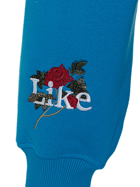 Голубой спортивный костюм из футера с вышивкой, 5