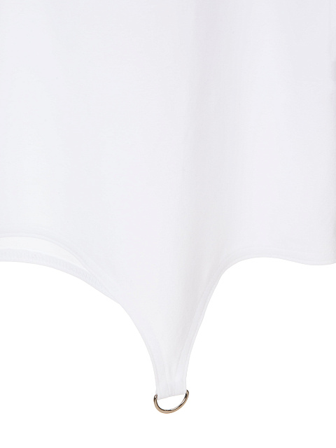 Белая хлопковая футболка Yana с фигурным низом, 4