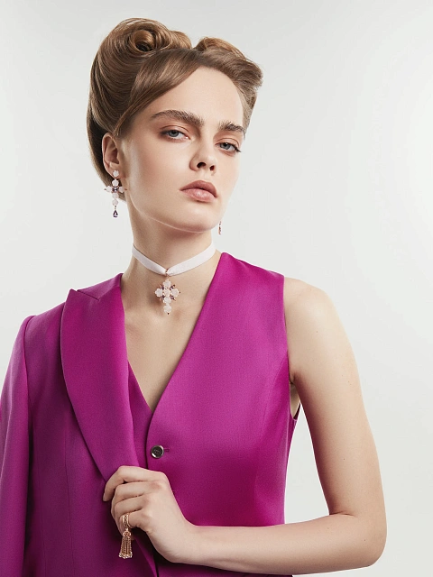 Кулон из розового золота с перламутрами и аметистами, 3