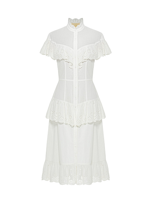 Белое хлопковое платье-миди, 1