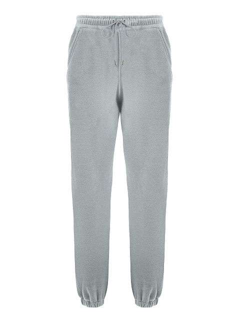 Светло-серый мужской флисовый спортивный костюм с вышивкой, 3