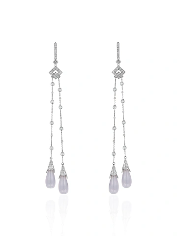 Серьги из белого золота с халцедоном и бриллиантами, 1