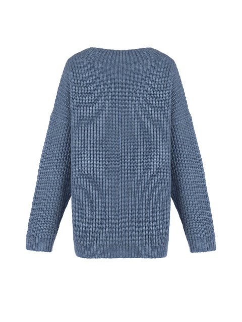 Синий шерстяной свитер в рубчик, 2 Синий шерстяной свитер в рубчик, 2