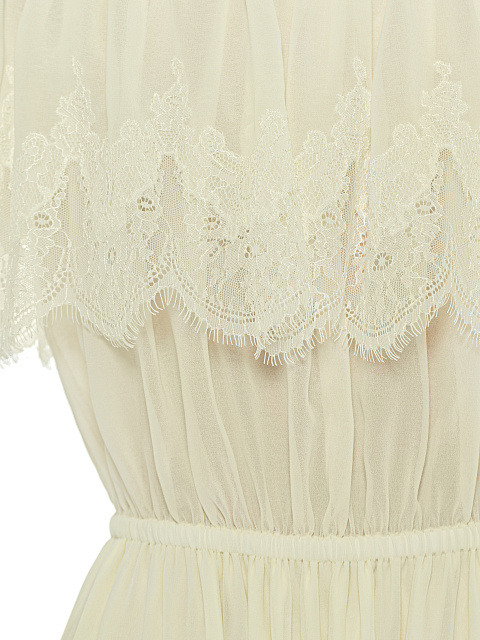 Светло-желтое платье из шифона с кружевом, 3