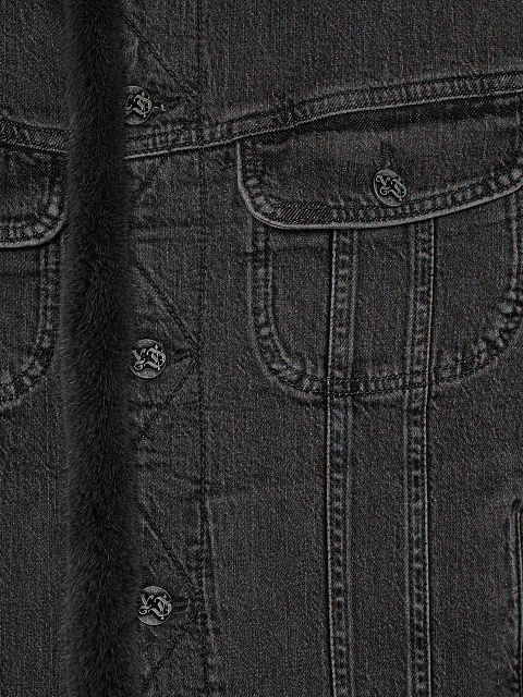 Серая джинсовая куртка с подкладом из меха норки, 3