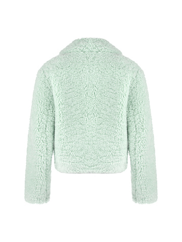 Мятная укороченная шуба из эко-меха, 2