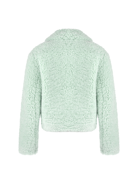 Мятная укороченная шуба из эко-меха, 2