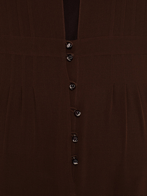 Темно-коричневое платье-миди из шифона, 5