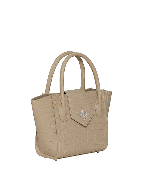 Бежевая сумка из крокодиловой кожи с лилией, 2