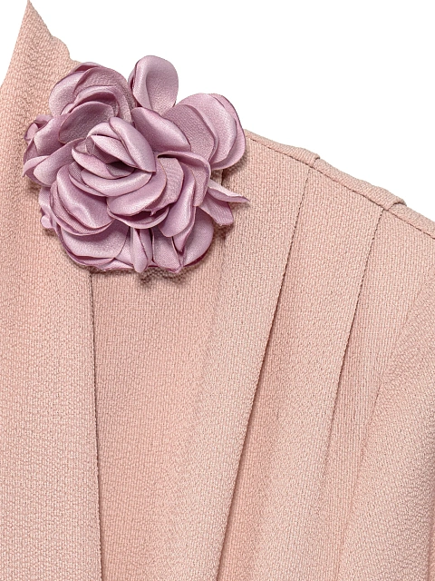 Пудровое платье-макси из шифона с розой, 3