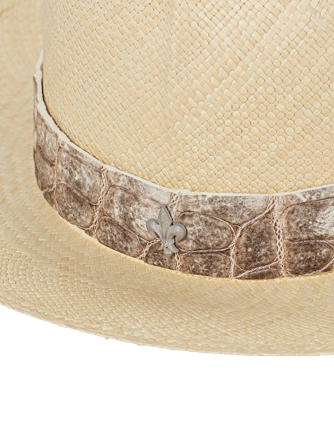 Соломенная шляпа с отделкой из кожи гималайского крокодила, 4