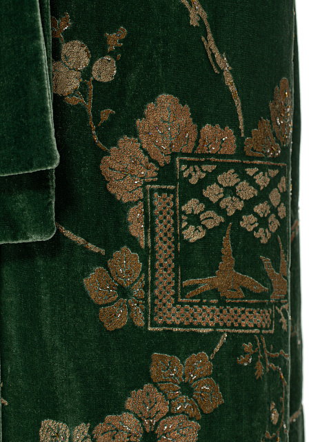Зеленый халат из бархата с цветами и бисером, 4