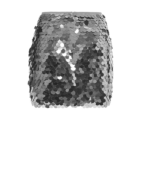 Серебристая юбка-мини в крупных пайетках, 2