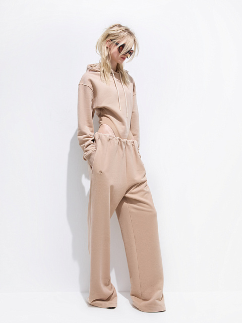 Бежевые спортивные брюки из футера, 2