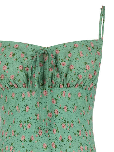 Зеленое платье-мини с цветочным принтом, 3