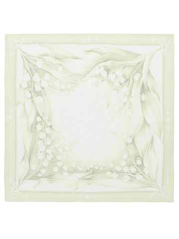 Зеленый шелковый платок с принтом в виде ландышей, 2