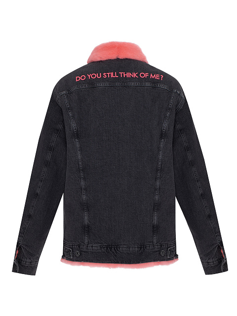 Черная джинсовая куртка с подкладом из розового меха норки, 2