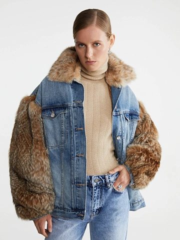 Куртка из меха рыси и денима, 2