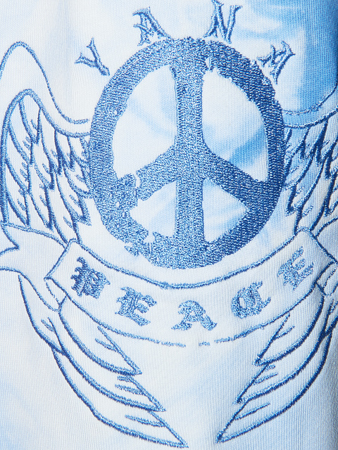 Бело-голубой трикотажный костюм с укороченной толстовкой, 5