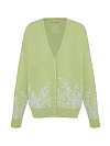 Кардиган вязанный, салатового цвета, рисунок ландыши, LY 